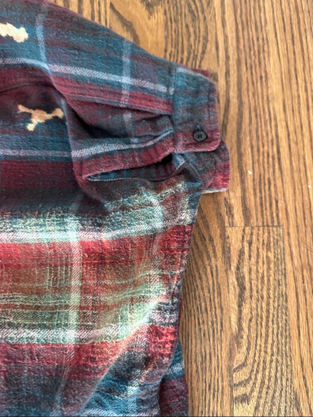 R13 Burgundy and Teal Plaid Short-Sleeve Button-Down Shirt - Picture 9 of 9